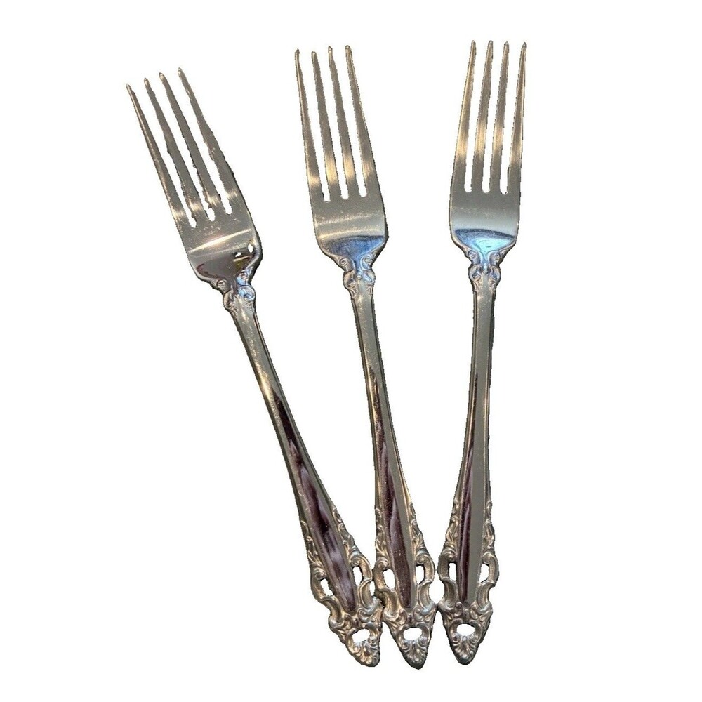 Set of 3 Oneida Pierced Baroque Dinner Forks
